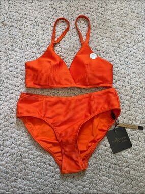 Nip/Tuck Orange Ribbed Bikini Set